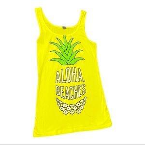Bright Yellow Aloha Beaches Tank Top by Next Level Apparel